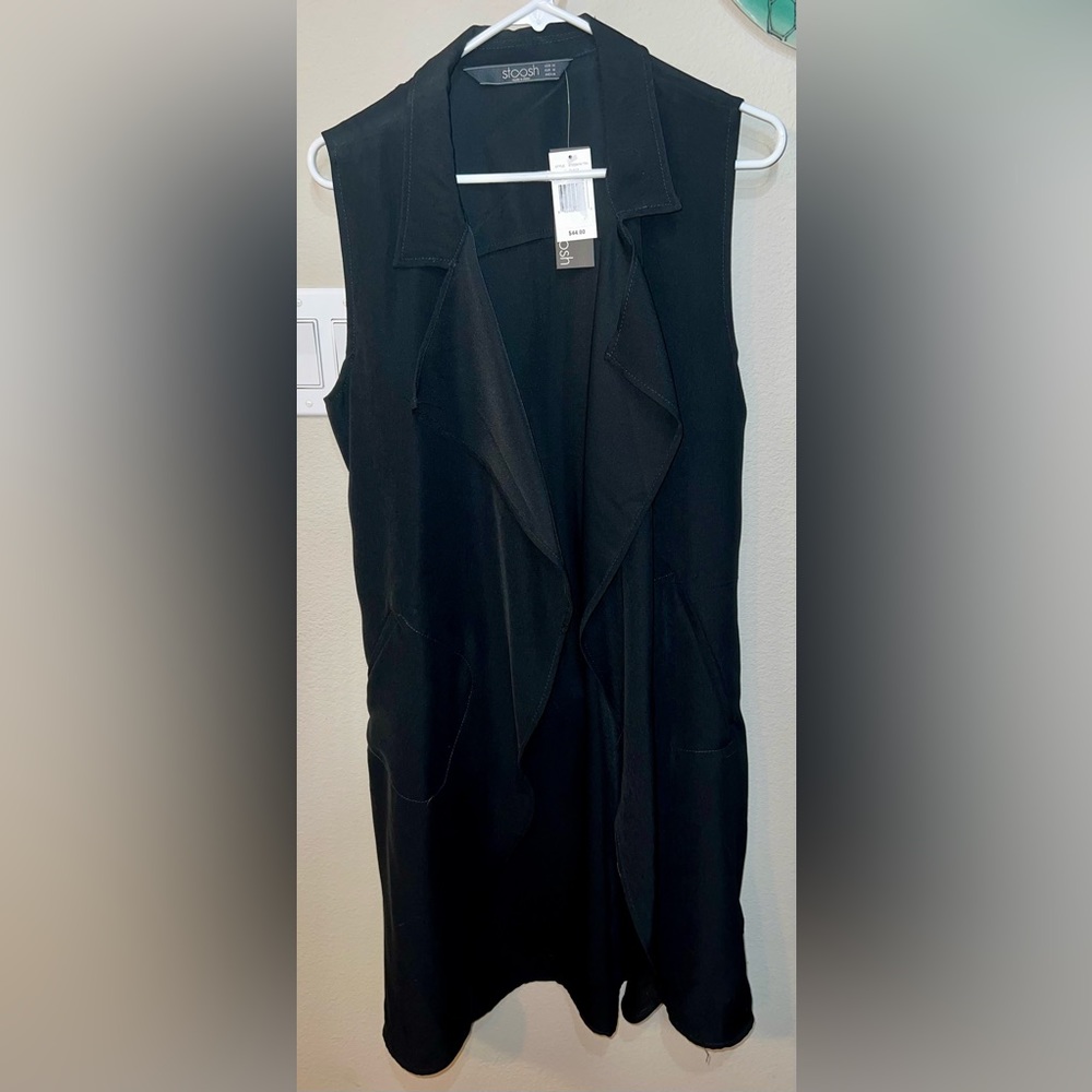 NWT Stoosh Black Sleeveless Jacket Sz M